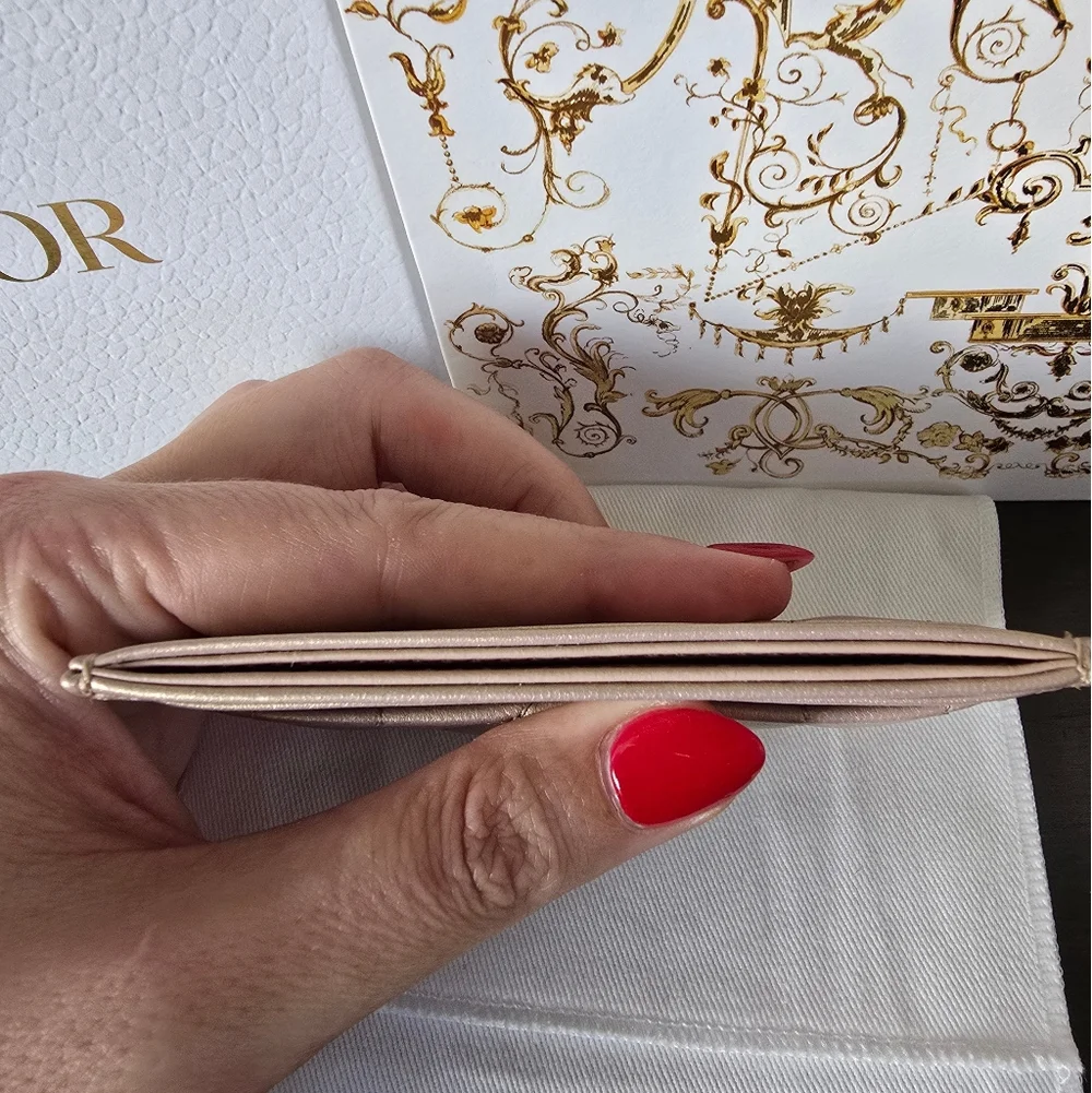 Dior RARE Rose Gold Irridescent Crystal Logo Card Holder - Like New - Picture 6 of 7